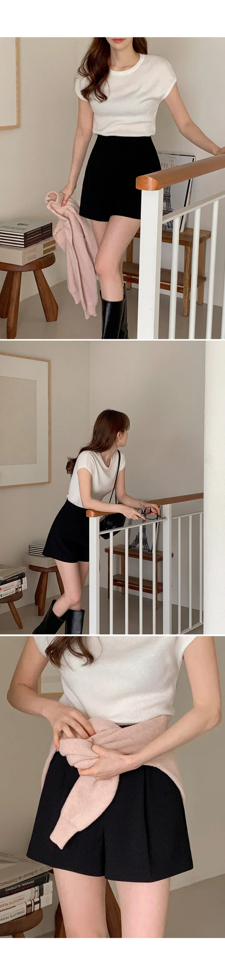 [여름🌿][1만장돌파/XS-XL/반품률ZERO🖤][자체제작] 라이프 쫀득 원핀턱 하프 슬랙스 상세 이미지 64