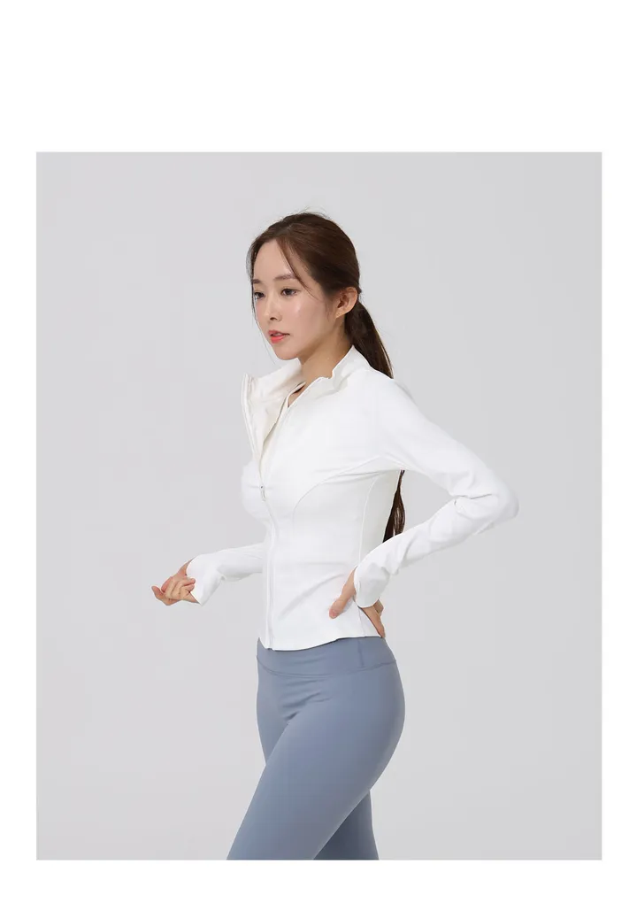 슬림라인 여성용 요가 집업 자켓 요가복상의 필라테스 운동복 슬림핏 체형커버 커버업 상세 이미지 7