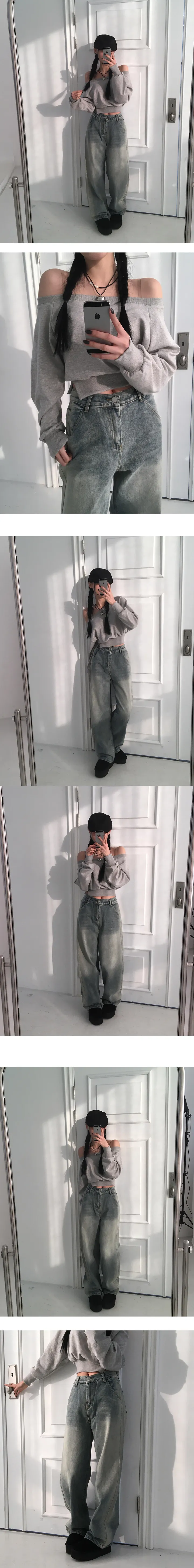 [기획가🖤/핏보장]  워싱 뒷밴딩 슬림 와이드 pt - 3color 상세 이미지 4