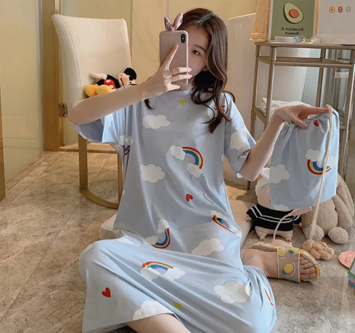 [귀여움 폭발🐥] 1+1 할인 / 6종 캐릭터 반팔 원피스 파자마 (파우치+양말 증정/FREE 사이즈) 상세 이미지 16