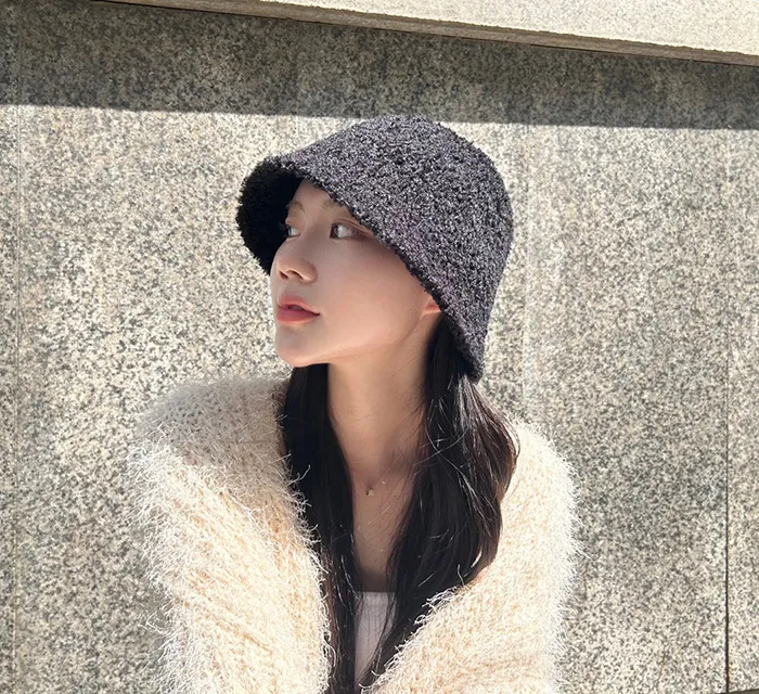 [당일배송]루킨포자체생산[특가세일]무지 뽀글이 벙거지 [묶음세일]뽀송이 양털 니트 버킷햇 모자 4color(블랙칼라-2000원) 상세 이미지 14