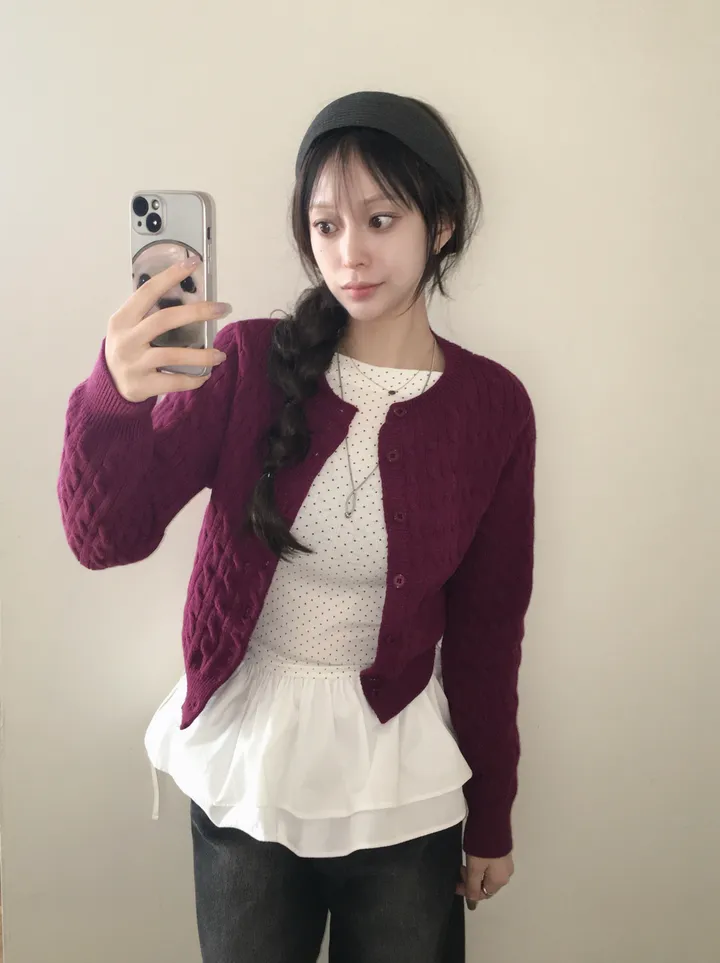 [🍇퀄리티보장!] 데일리 라운드넥 꽈배기 긴팔 가디건 (9color) 상세 이미지 3