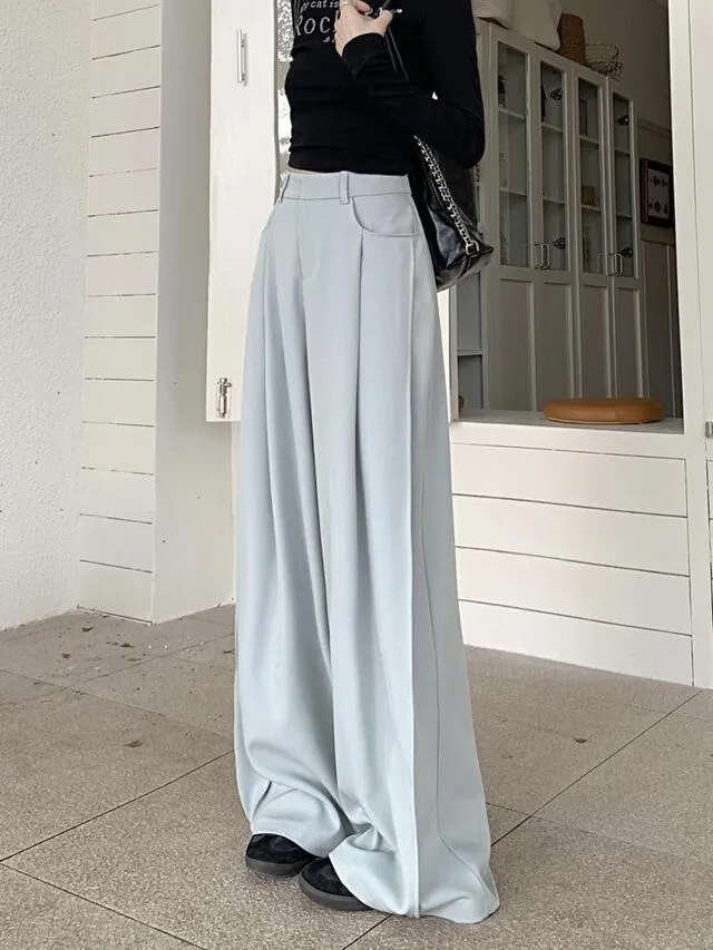 [S~4XL] 짐빔 와이드팬츠 여리여리핏 투핀턱 슬랙스 뒷밴딩 맥시 와이드 핀턱 봄 여름 슬랙스 밴딩팬츠 빅사이즈 정장바지 루즈핏 하이웨스트 상세 이미지 15