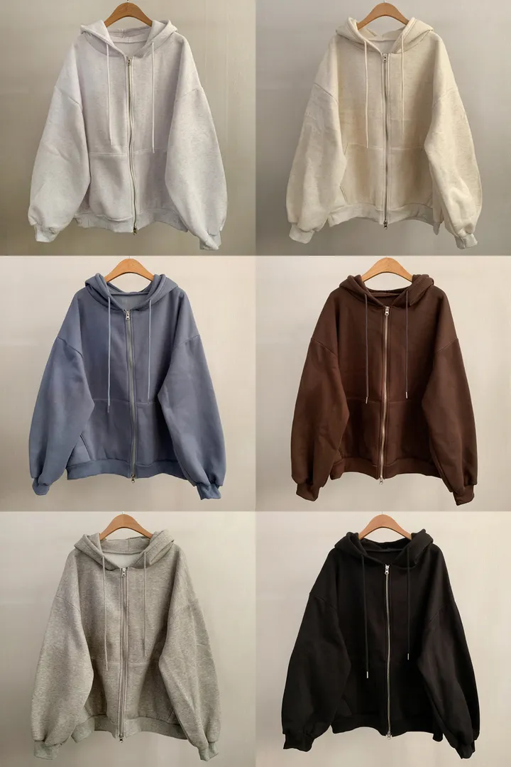 [기모/6color] 마일드 데일리 오버핏 투웨이 무지 후드집업 상세 이미지 36