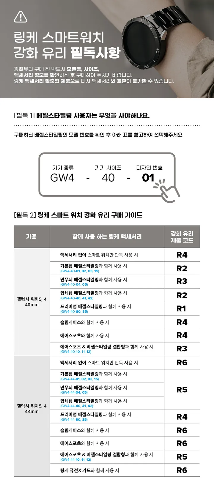갤럭시워치5/4 40/44mm 강화유리필름 링케 글라스 4매 상세 이미지 3