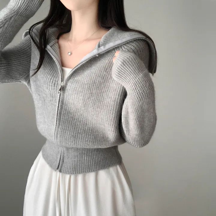 [예쁜색감💗/포근부들] 반디 하찌 하이넥 골지 크롭 벌룬 집업 니트 가디건 상세 이미지 19