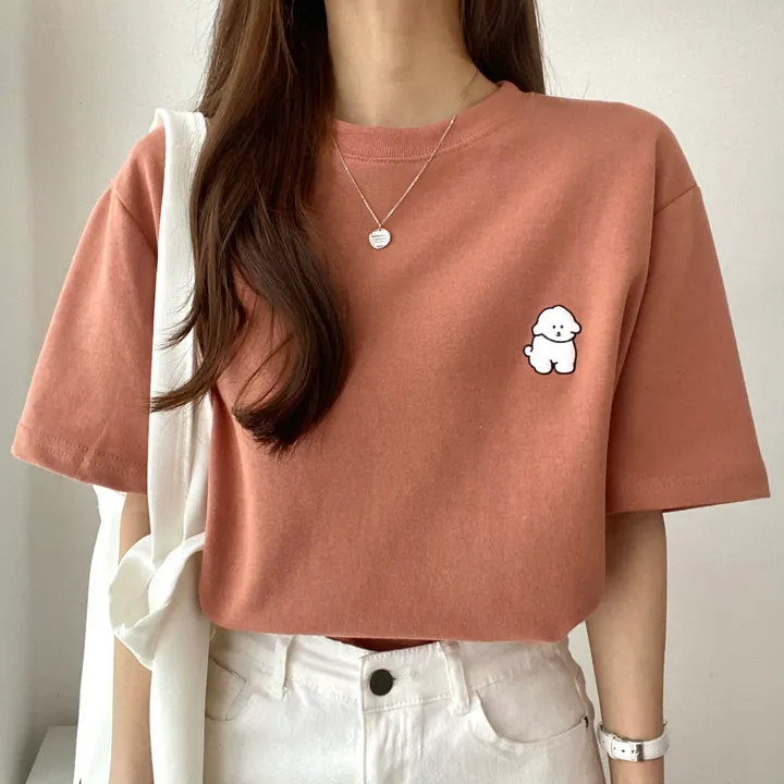 [묶음 할인/꾸안꾸] 귀여운 흰둥이 패치 반팔티 5color 상세 이미지 15