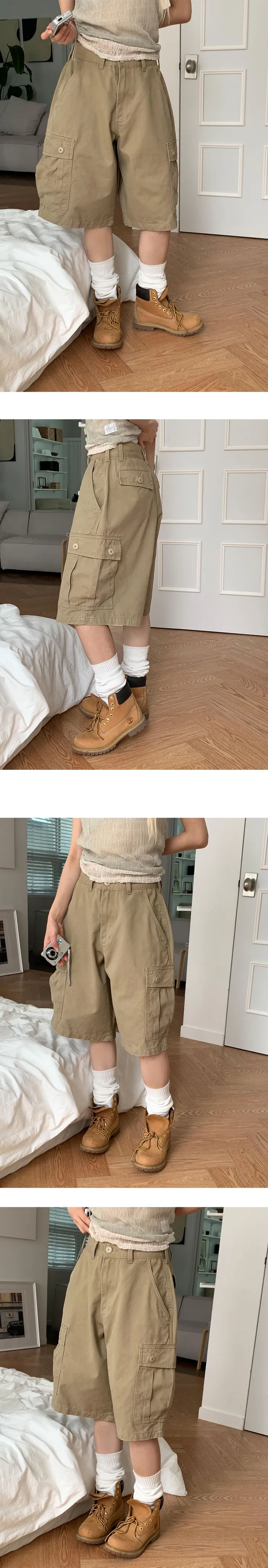 카멜 빈티지 카고 버뮤다 팬츠-2color 상세 이미지 5