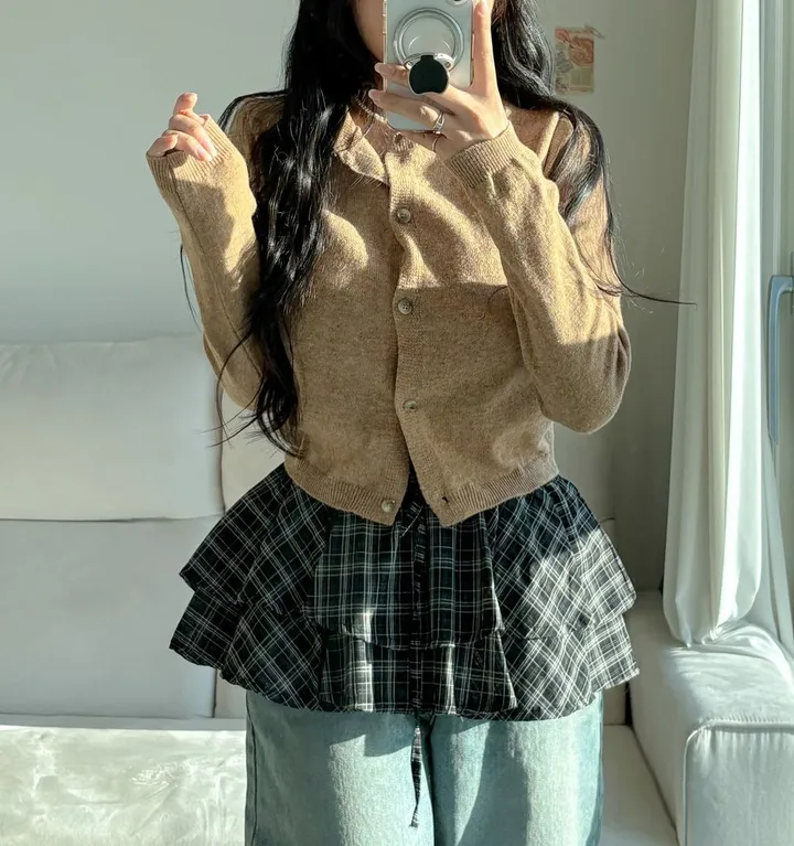 [너무 예뻐요../색감보장] 젤라또 레이어드 캐시미어 라운드 크롭 단추 니트 가디건 (9 col) 봄가디건 기본텝 상세 이미지 133
