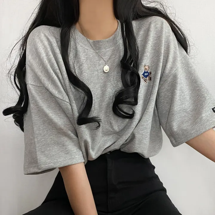 [예쁨/데일리] 베어 라벨 자수 오버핏 반팔티T 상세 이미지 33
