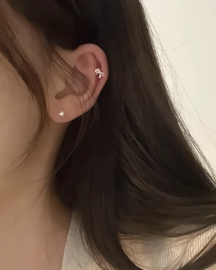 [silver925] 더블 리본 피어싱 상세 이미지 7
