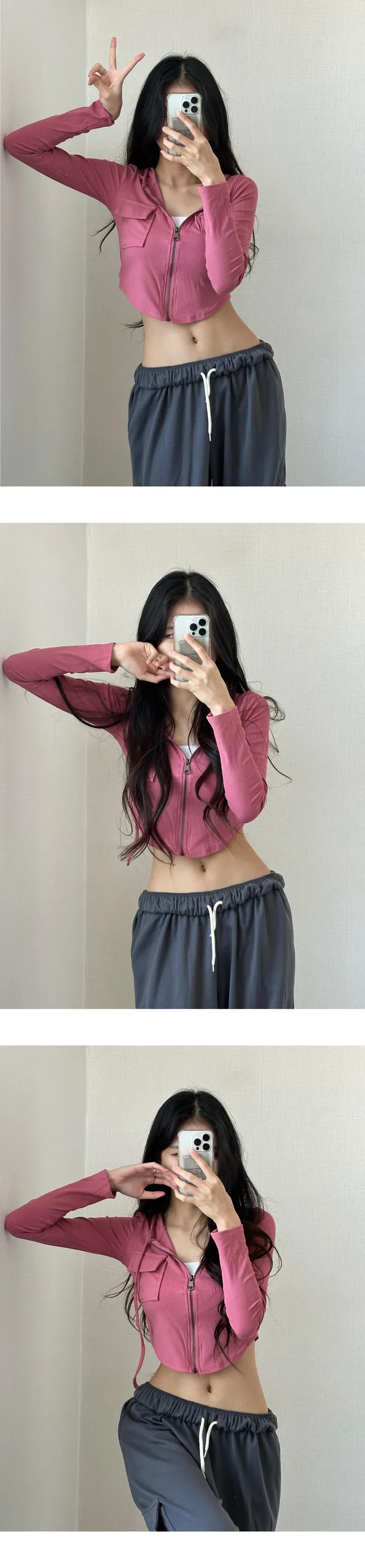 당일🚀 [ 2개 묶음할인,모델소장]  y2k 힙카고 투포켓 슬림 U라인 후드 집업 상세 이미지 7