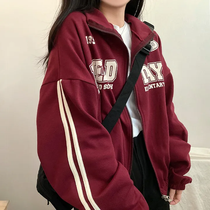 봄가을*[4col/예쁜무드] 필데이 두줄 져지 레터링 아노락 데일리 집업 상세 이미지 18