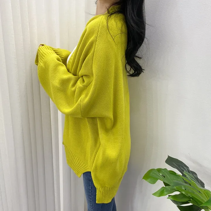 🚀당일발송-레드/블랙🚀[고퀄/데일리룩] 봄🌸 가을 디얼 터크 언발 오버핏 니트 가디건 상세 이미지 15