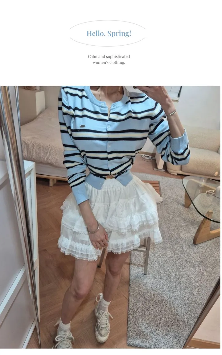 🌸꾸안꾸끝판왕🌸허리잘록핏💗[신상][여리여리][컬러맛집]하이틴 러브 스프라이프 단가라 가디건 (3color) 상세 이미지 4