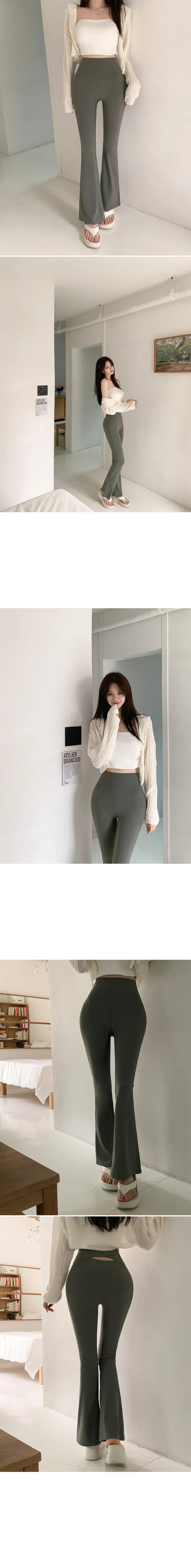 꾸안꾸 하이웨스트 엑스 꼬임 부츠컷 레깅스 트레이닝 팬츠 상세 이미지 4