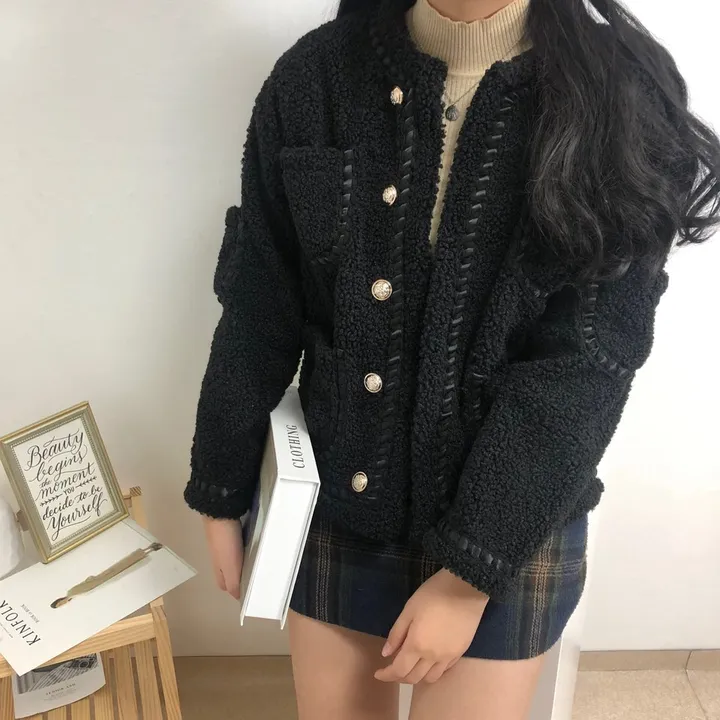 실물이 더 예쁜 3color: 트위드 양털 포켓 무스탕 자켓 상세 이미지 26