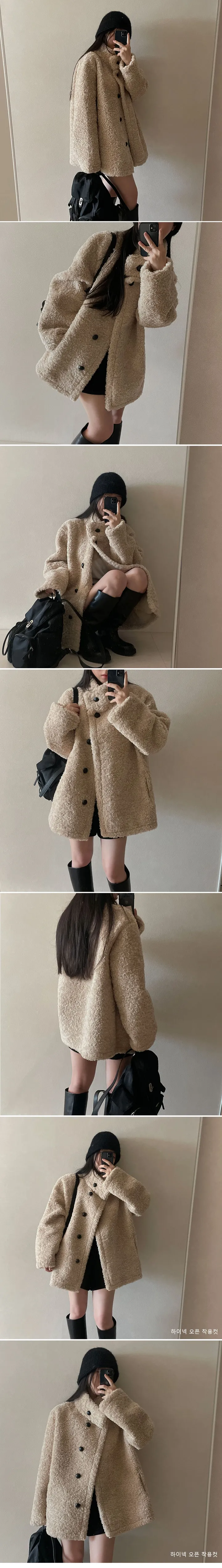 [힙덮기장/무스탕종결] 하이넥, 소프트 양털 하프 퍼 무스탕 상세 이미지 2