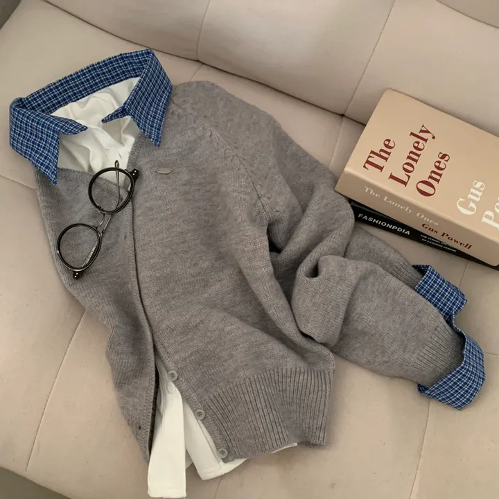 [스탠다드핏/데일리🤎] 리너스 실버 펜던트 나그랑 브이넥 니트가디건 - 6color 상세 이미지 3