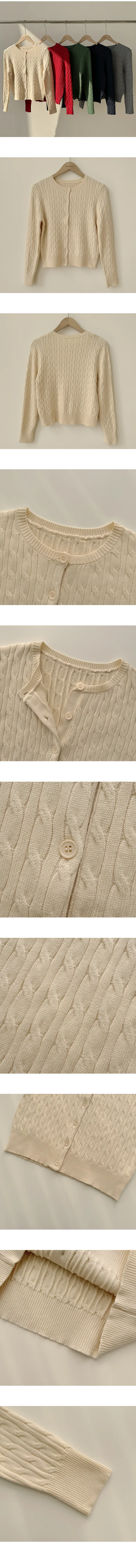 [고퀄!,따뜻/말라핏] 겨울에도 꺼내입는, 도톰 꽈배기 라운드 케이블 기본 세미크롭 긴팔 니트가디건 (5color) 상세 이미지 7