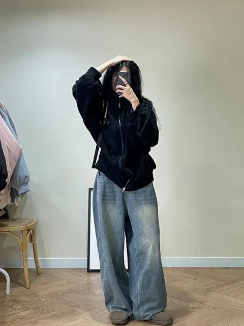후리스 투웨이 플리스 집업 셔링 트레이닝 빅사이즈 오버핏 쇼매셔링 폴리스 캐주얼 상세 이미지 70