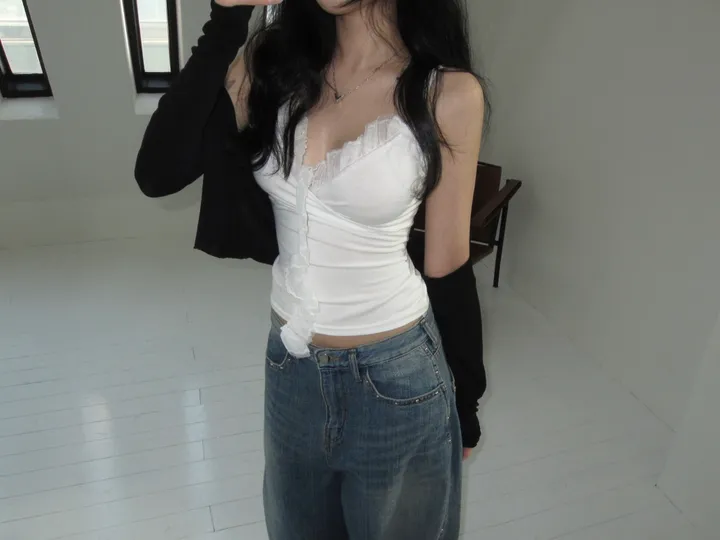 [*feminine🤍] 로제 레이스 랩 나시 lace sv - 3 color 상세 이미지 8