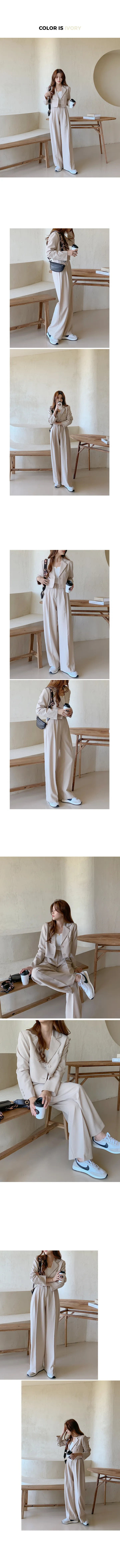[하객룩/SET가격]크롭자켓 + 핀턱 와이드슬랙스 투피스 세트(3color) 상세 이미지 4