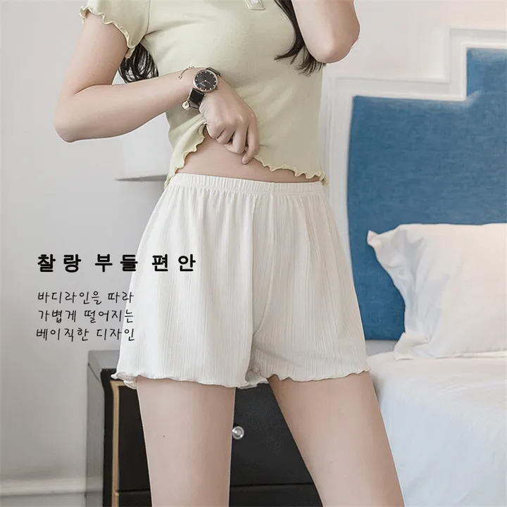 [1+1/3부반바지]찰랑 시원 쫀쫀 물결라인 밴딩 홈웨어 파자마 속바지 잠옷바지 상세 이미지 2
