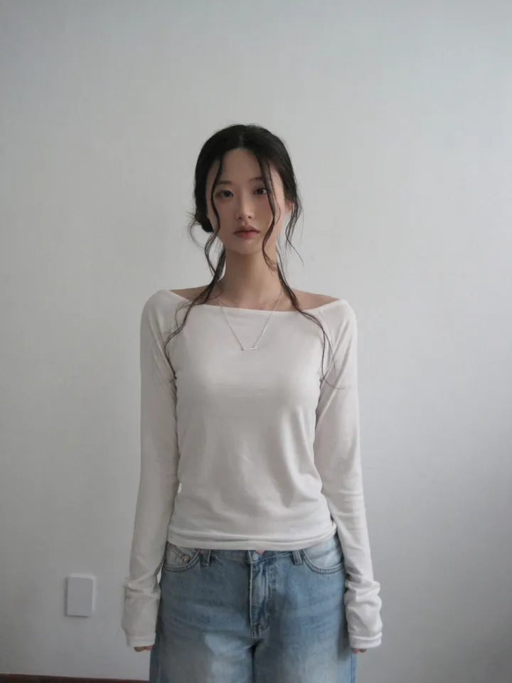 긴팔 티셔츠 모델 착용 이미지-S1L35