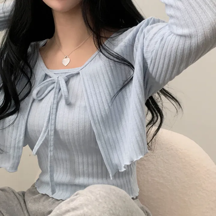 [재진행/세트가격/여리핏!] 요플레 골지 나시+크롭 니트가디건 투피스,셋업 - 5color 상세 이미지 5