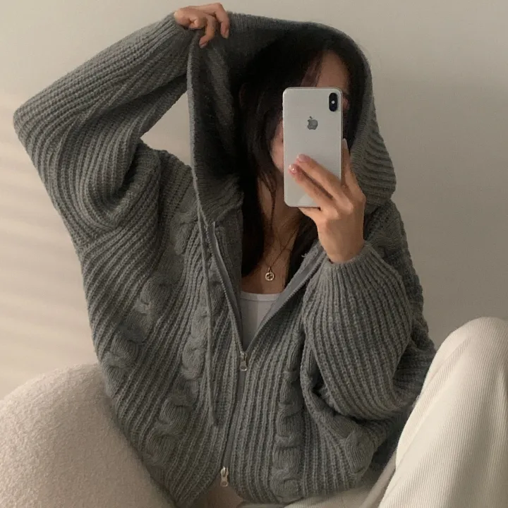 [단독!2가지버전!🤎/저렴이X] 폭닥 아방핏, 벌룬 투웨이 꽈배기 후드니트 집업 - 5color 상세 이미지 14