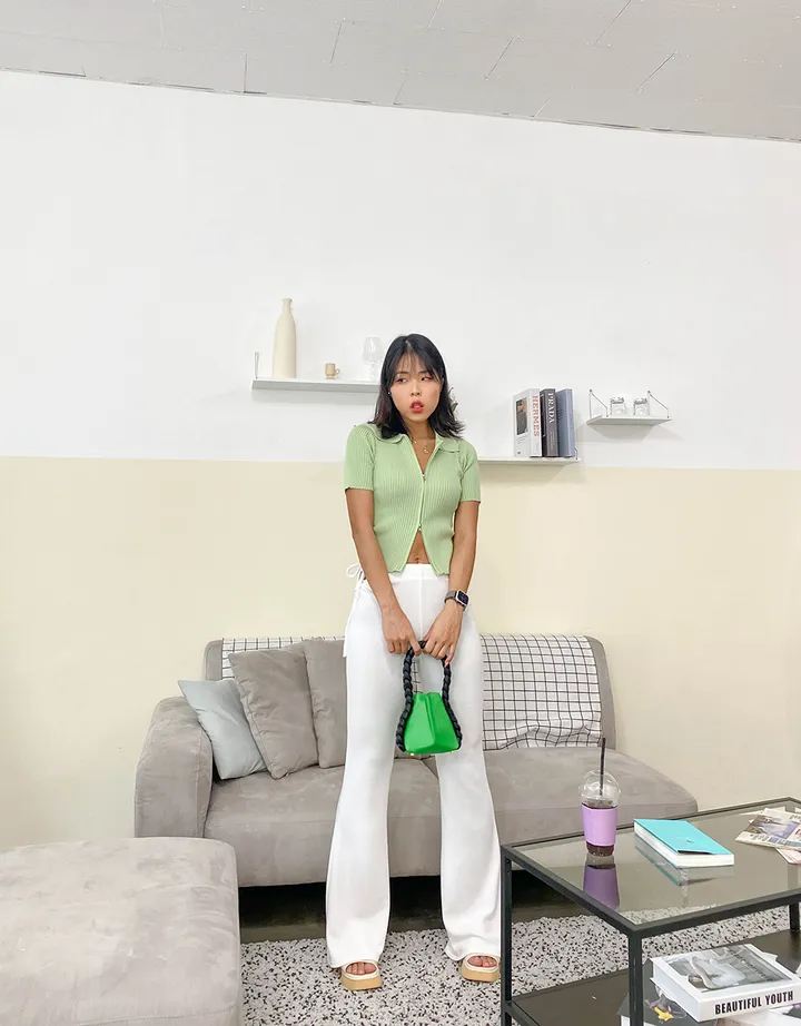 로투 지퍼 크롭티 / 골지 투웨이 빅사이즈 카라티 / 골지크롭티 주문폭주 인기상품 반팔티 지퍼가두개 집업니트 카라 상세 이미지 7