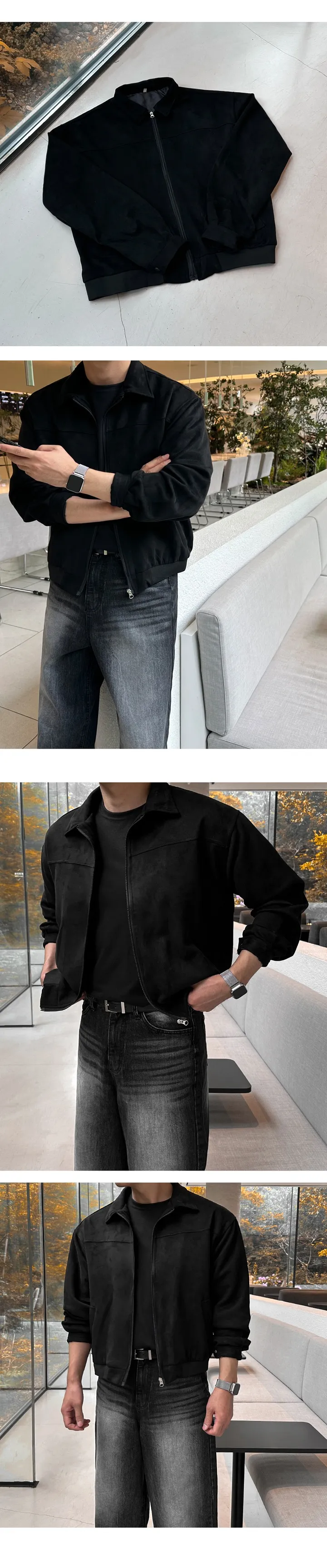 [당일발송] 스웨이드 크롭 블루종 점퍼 자켓 트러커 아우터 822484 상세 이미지 2