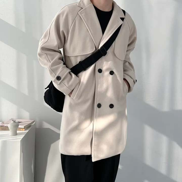 봄 가을 겨울 오버핏 하프 코트 미니멀 빅사이즈 아우터 남자트렌치라이크더블코트 상세 이미지 61