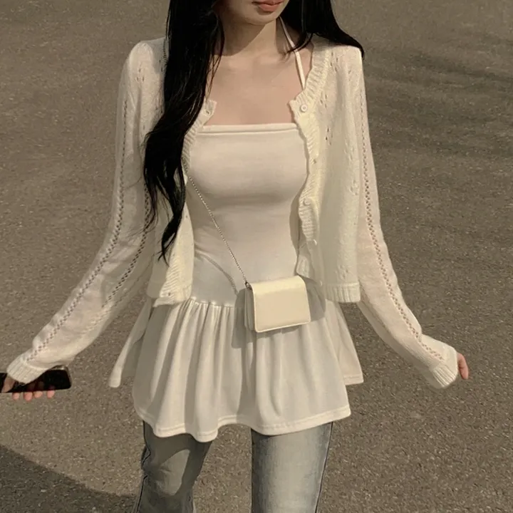 [벚꽃룩🌸/울함유] 펀칭 플라워 물결 크롭 니트 봄 딸기우유 여름가디건 상세 이미지 11
