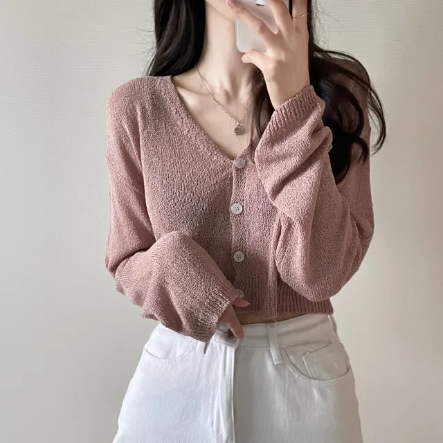 (5color)피넛 썸머 크롭 브이넥 가디건 상세 이미지 38