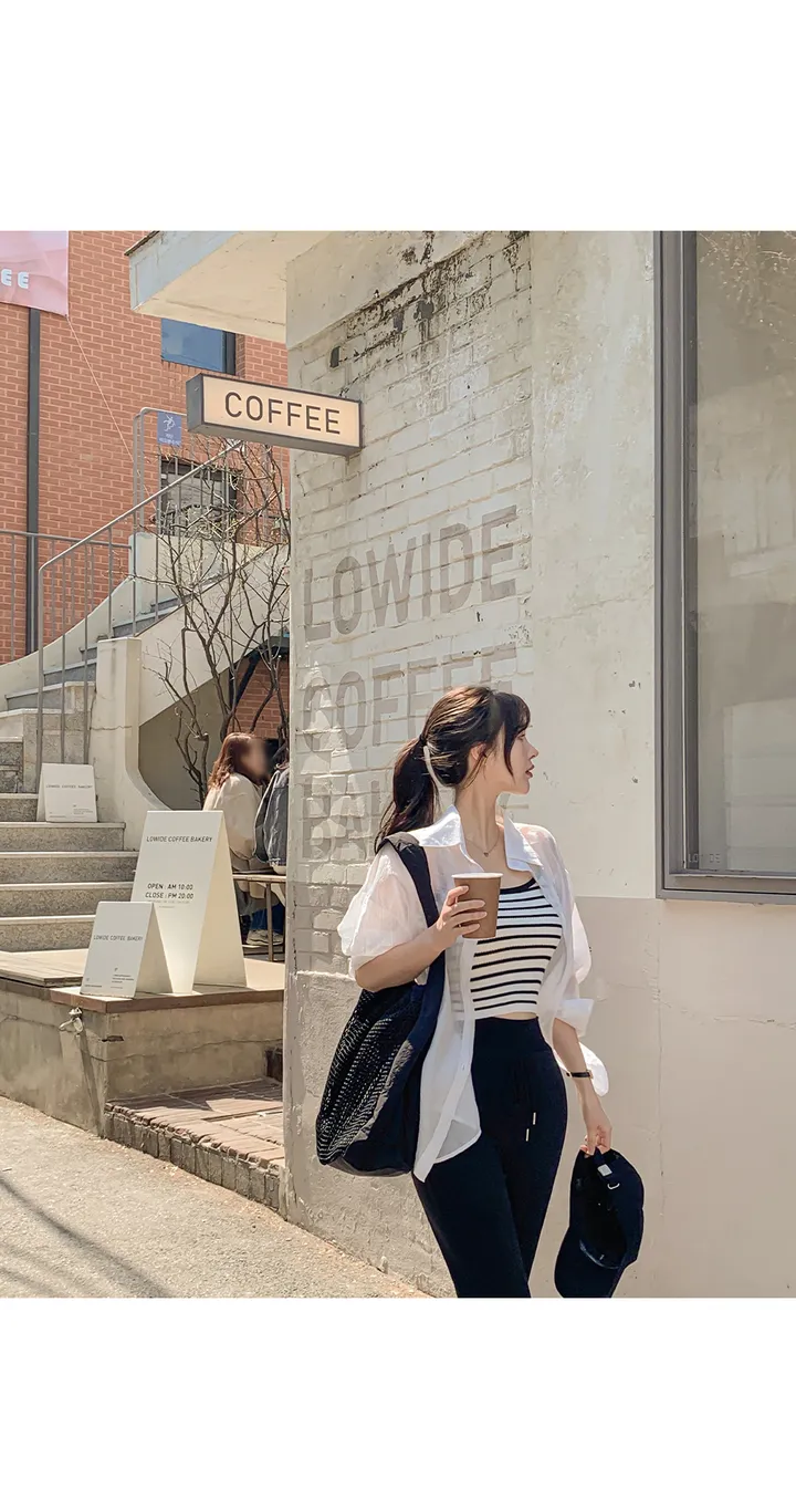 (세트코디/셔츠케미솔/세트템/뒤트임셔츠/꾸안꾸룩/여행룩/코디세트/이너세트/바캉스룩/여름블라우스/여름셔츠) 위고 트임 셔츠+슬리브리스 세트 SET 상세 이미지 3