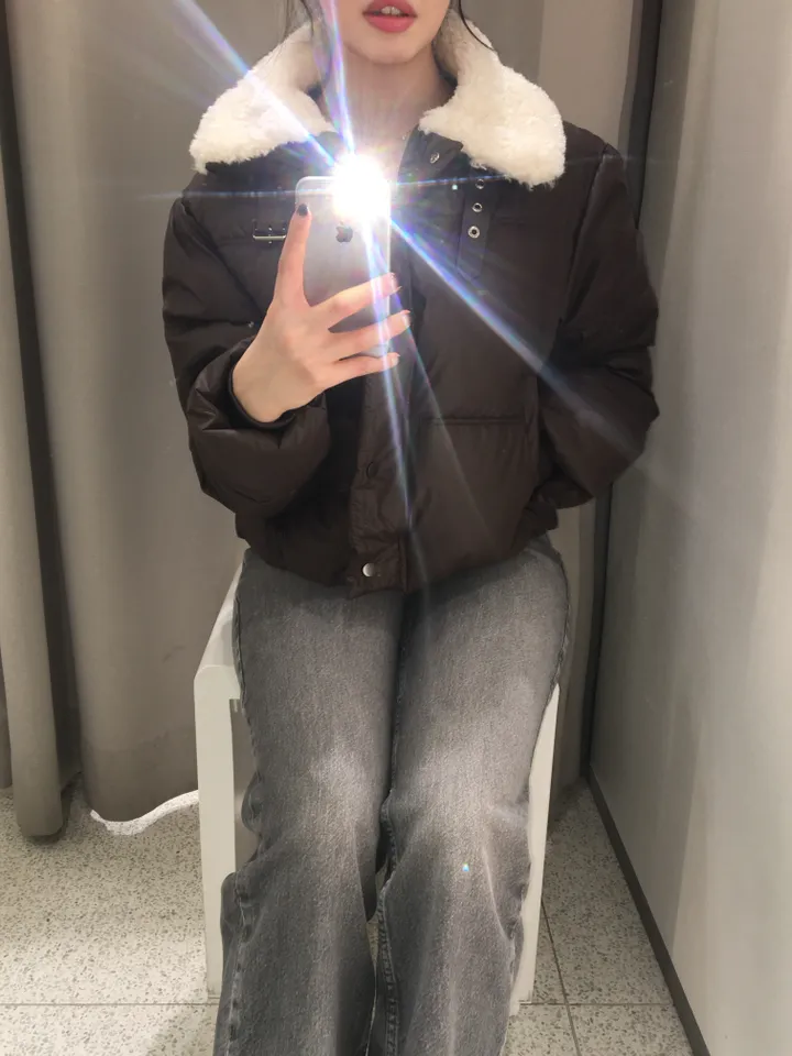 [부해보임X/주문폭주] 벌론 양털 뽀글이 카라 스트링 버클 레더 숏 패딩 상세 이미지 8