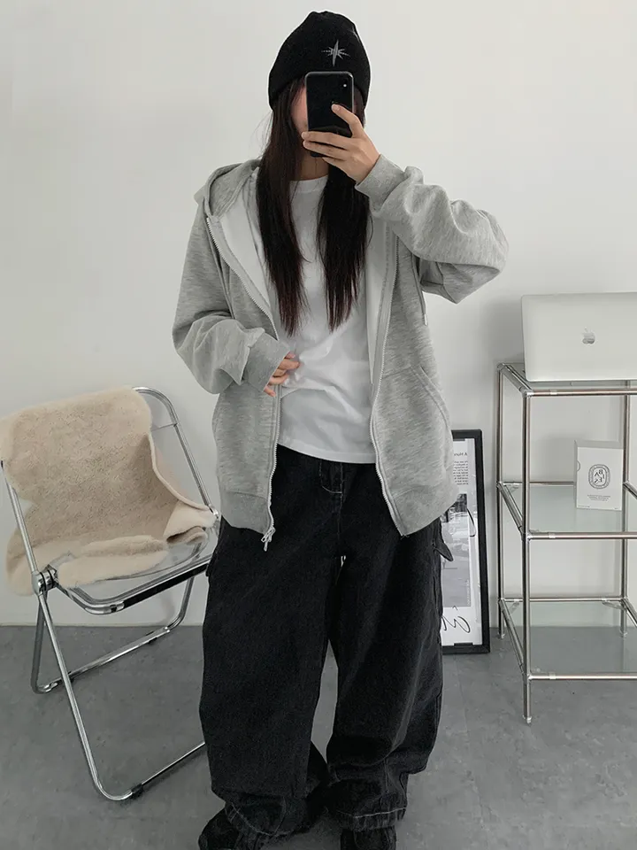[UNISEX🖤/2사이즈선택(추가금x) 교복템,퀄보장🖤 투웨이집업 오버핏 기본 데일리 후드집업 남녀공용 커플템] 올데이투웨이후드집업 상세 이미지 18