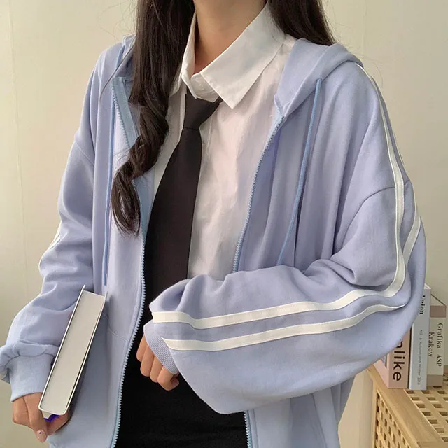 (◞˃ᆺ˂)◞💖[박시핏!/5컬러] 꾸안꾸강추 핏 예쁜 오버핏 심플 베이직 라인 두줄 포인트 기본 후드집업 상세 이미지 16