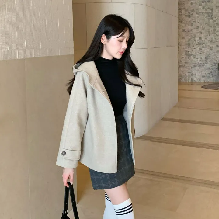 [겨울신상✨] 후드 숏코트 / 코트 후드코트 떡볶이코트 겨울코트 겨울자켓 핸드메이드 코트 숏코트 퍼코트 모직코트 울코트 연말룩 벨트코트 밍크코트 롱패딩 숏패딩 코듀로이 기모 케이프코트 망토코트 숄코트 무스탕 퍼자켓 더블코트 하프코트 기모 후드롱코트 겨울 상세 이미지 32