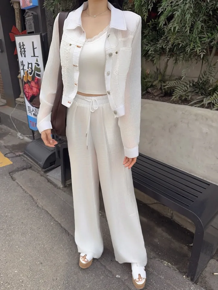 ⚡️블랙 당일⚡️스티치 시스루 썸머 자켓 상세 이미지 17