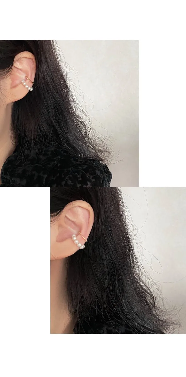 [1+1세트] pearl+dot earcuff set /이어커프 진주 레이어드 심플 귀찌 피어싱찌 서브 귀걸이 상세 이미지 10