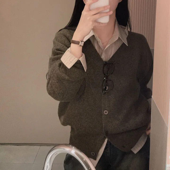 [인생가디건🤍]극여리 루즈핏 울 브이넥 니트 가디건 - 8color 상세 이미지 45