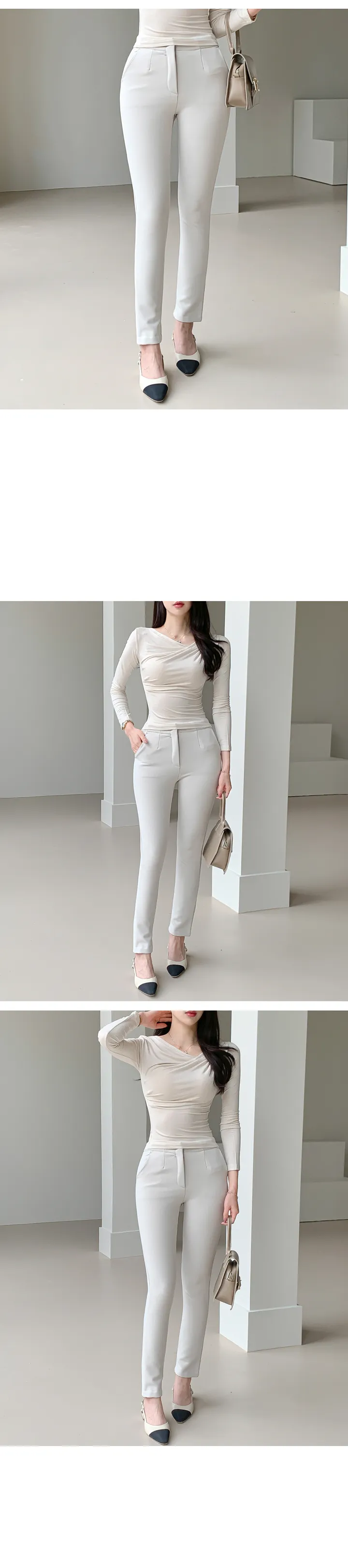 [55~77/일반,기모] 인생핏 슬림 일자 스키니핏 하이웨스트 스판 간절기 겨울 슬랙스 상세 이미지 56