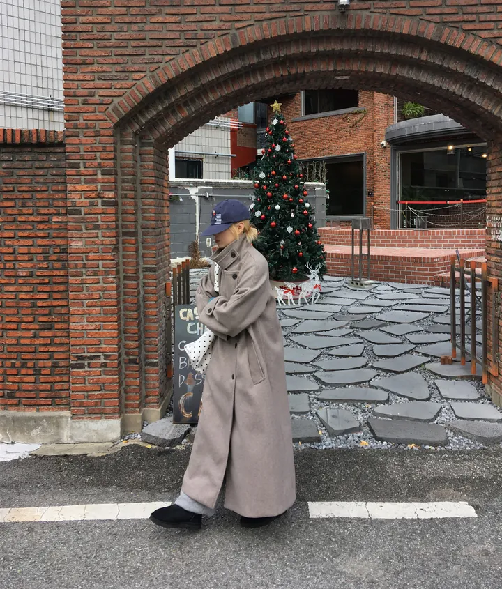 플랜 루즈핏 하이넥 롱 코트 상세 이미지 13