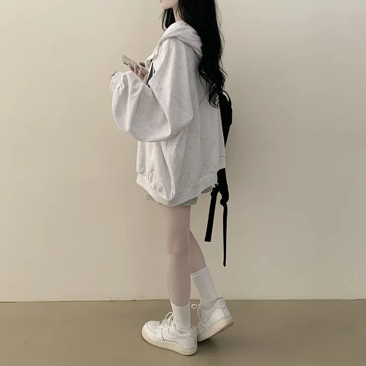 [기모선택/리얼왕오버핏!] 안아주고 싶은핏, 레터링 왕박시 벌룬 아방핏 후드집업 개강룩 캠퍼스룩 상세 이미지 5