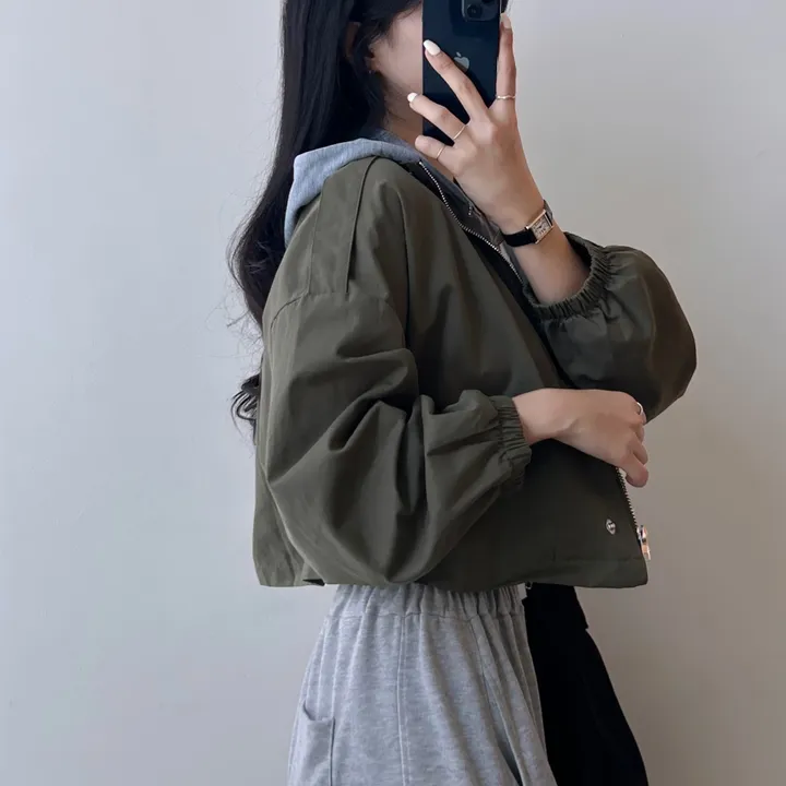 오늘출발🤎 [후기보장/일체형*.*] 로엘,레이어드 스트링 코튼 크롭 후드 야상 [3color] 상세 이미지 16