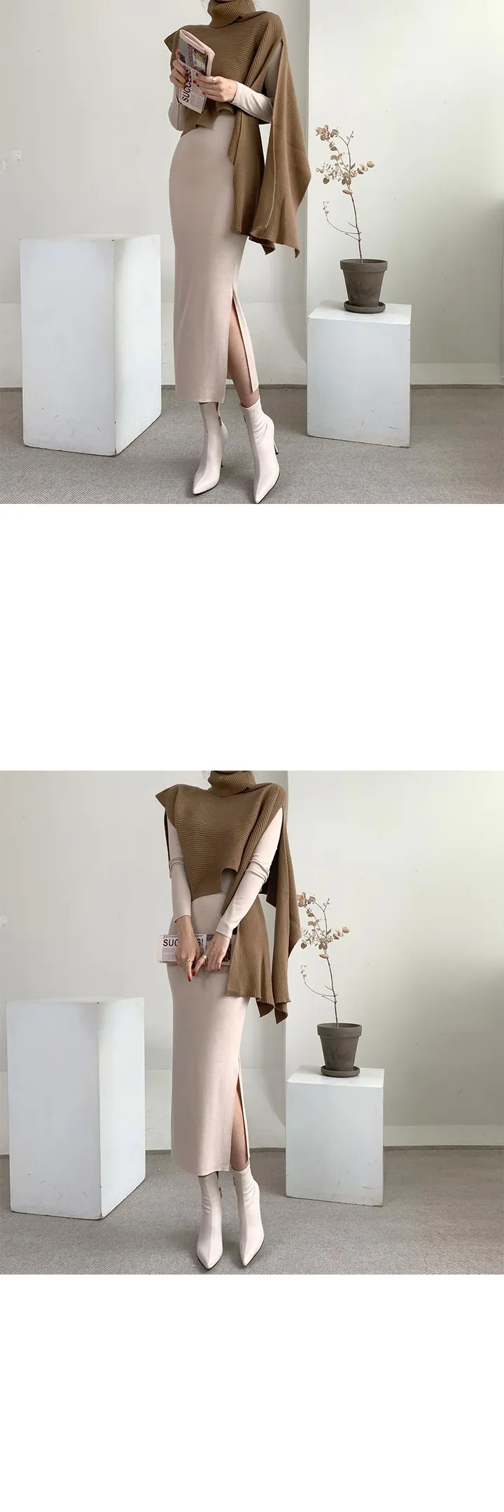 [여신핏/연말룩제격]miu 울 케이프 터틀넥니트 상세 이미지 8
