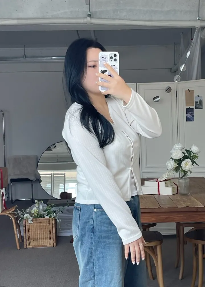 [2사이즈] 색감굿@ 가디건 브이넥 레이어드 여리핏 빅사이즈 크롭 봄옷  통통 베이직 꾸안꾸 상세 이미지 76